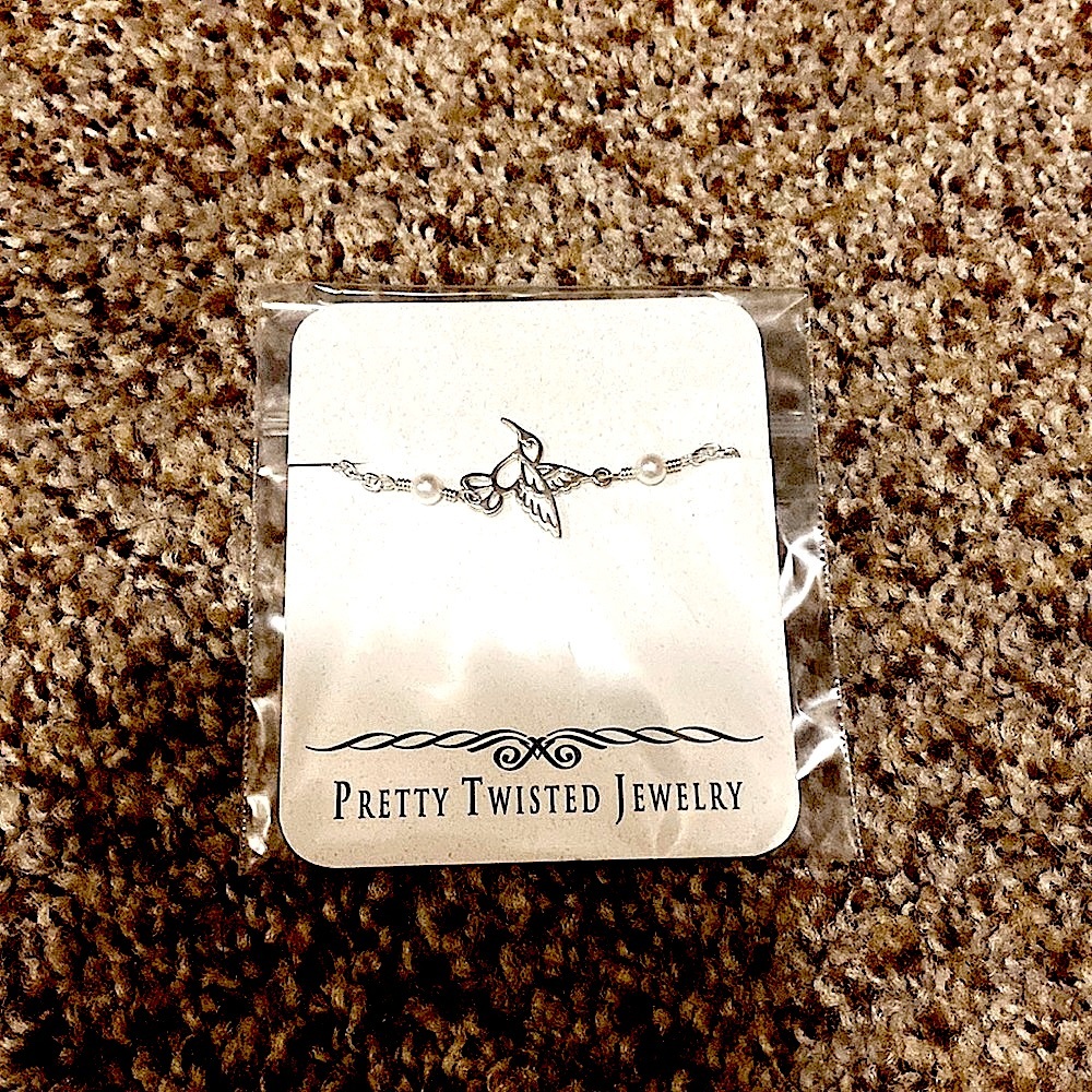 NWT silver hummingbird bracelet w pearl accent
